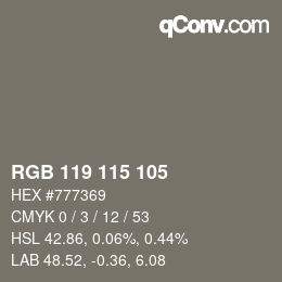 Color code: RGB 119 115 105 | qconv.com
