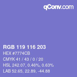 Color code: RGB 119 116 203 | qconv.com