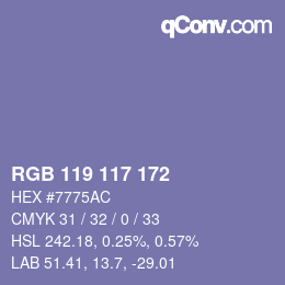 Color code: RGB 119 117 172 | qconv.com