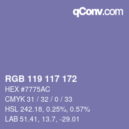 Color code: RGB 119 117 172 | qconv.com