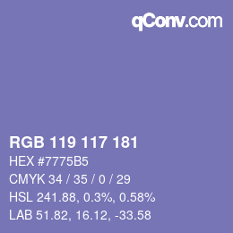 Color code: RGB 119 117 181 | qconv.com