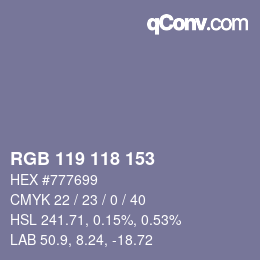 カラーコード: RGB 119 118 153 | qconv.com