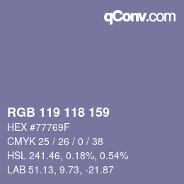 颜色代码: RGB 119 118 159 | qconv.com