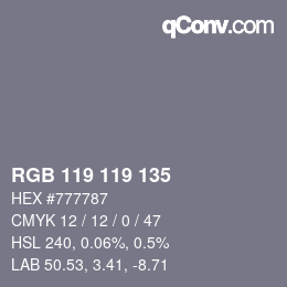 Código de color: RGB 119 119 135 | qconv.com