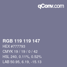 Color code: RGB 119 119 147 | qconv.com