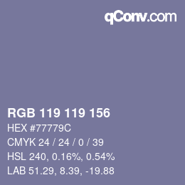 Color code: RGB 119 119 156 | qconv.com