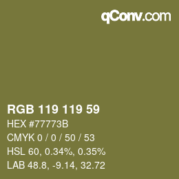 カラーコード: RGB 119 119 59 | qconv.com