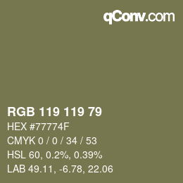 Código de color: RGB 119 119 79 | qconv.com