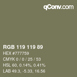 Farbcode: RGB 119 119 89 | qconv.com