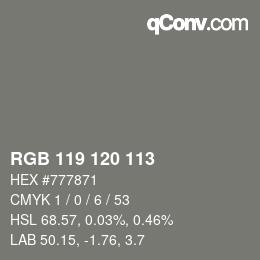 Color code: RGB 119 120 113 | qconv.com