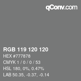 Color code: RGB 119 120 120 | qconv.com