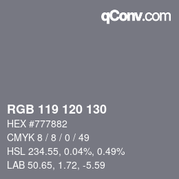 颜色代码: RGB 119 120 130 | qconv.com