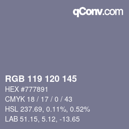 カラーコード: RGB 119 120 145 | qconv.com