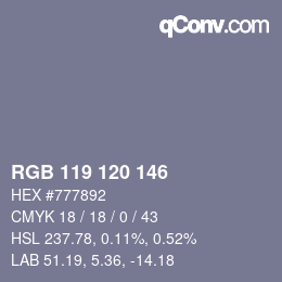 Farbcode: RGB 119 120 146 | qconv.com