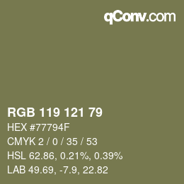 颜色代码: RGB 119 121 79 | qconv.com