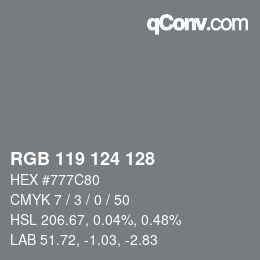颜色代码: RGB 119 124 128 | qconv.com