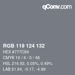 颜色代码: RGB 119 124 132 | qconv.com