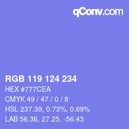 Color code: RGB 119 124 234 | qconv.com