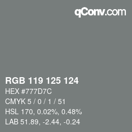 カラーコード: RGB 119 125 124 | qconv.com