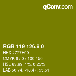 カラーコード: RGB 119 126.8 0 | qconv.com