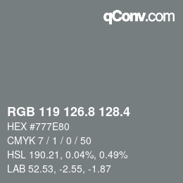 カラーコード: RGB 119 126.8 128.4 | qconv.com