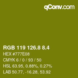 カラーコード: RGB 119 126.8 8.4 | qconv.com