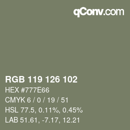 カラーコード: RGB 119 126 102 | qconv.com