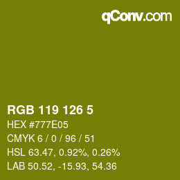 カラーコード: RGB 119 126 5 | qconv.com