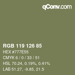 Farbcode: RGB 119 126 85 | qconv.com