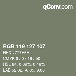 颜色代码: RGB 119 127 107 | qconv.com