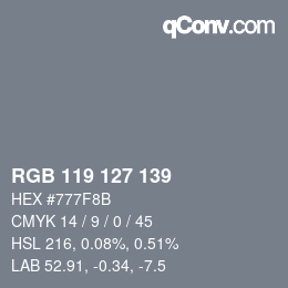 颜色代码: RGB 119 127 139 | qconv.com