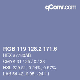 カラーコード: RGB 119 128.2 171.6 | qconv.com
