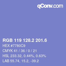 カラーコード: RGB 119 128.2 201.6 | qconv.com