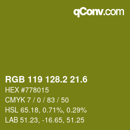 カラーコード: RGB 119 128.2 21.6 | qconv.com