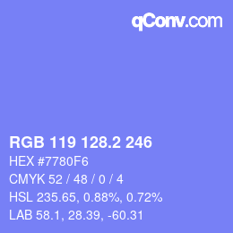 Color code: RGB 119 128.2 246 | qconv.com