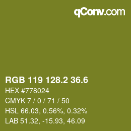 カラーコード: RGB 119 128.2 36.6 | qconv.com