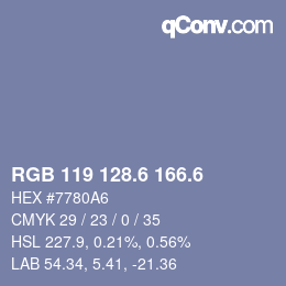 カラーコード: RGB 119 128.6 166.6 | qconv.com