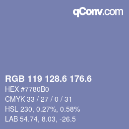 カラーコード: RGB 119 128.6 176.6 | qconv.com