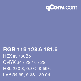 カラーコード: RGB 119 128.6 181.6 | qconv.com