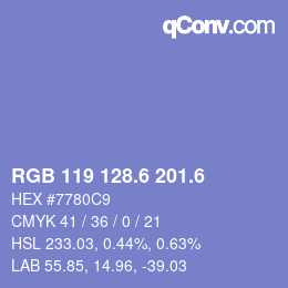 カラーコード: RGB 119 128.6 201.6 | qconv.com