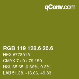 カラーコード: RGB 119 128.6 26.6 | qconv.com