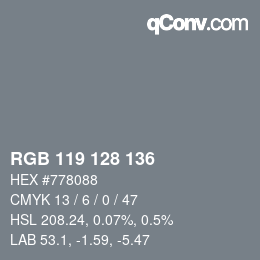 颜色代码: RGB 119 128 136 | qconv.com