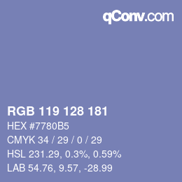 カラーコード: RGB 119 128 181 | qconv.com
