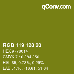 Color code: RGB 119 128 20 | qconv.com