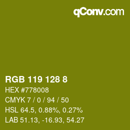 Color code: RGB 119 128 8 | qconv.com