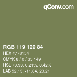 Farbcode: RGB 119 129 84 | qconv.com