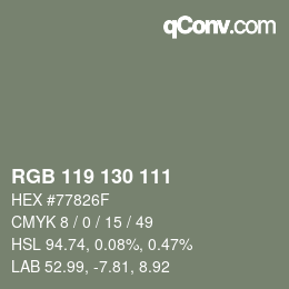 Farbcode: RGB 119 130 111 | qconv.com