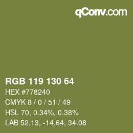 颜色代码: RGB 119 130 64 | qconv.com