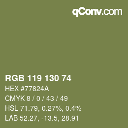 颜色代码: RGB 119 130 74 | qconv.com