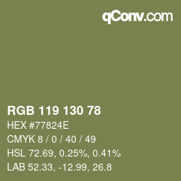 颜色代码: RGB 119 130 78 | qconv.com